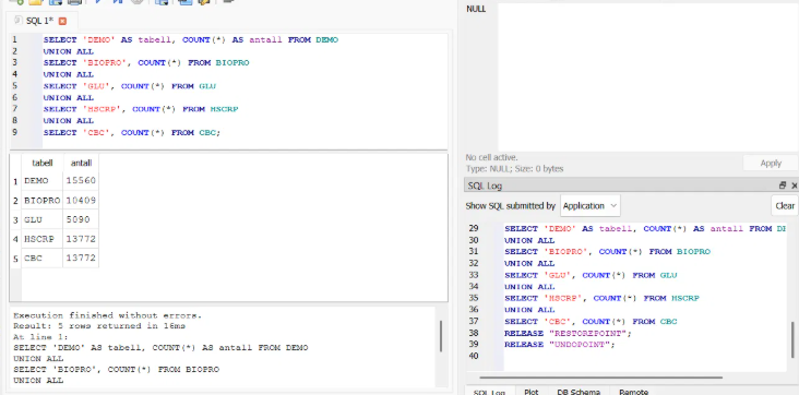 SQL query inspecting NHANES source tables in DB Browser for SQLite